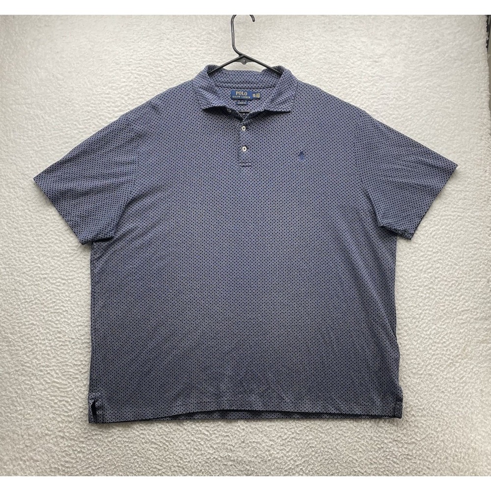 Polo Ralph Lauren Shirt Mens XXL Blue Polka Dot AOP Classic Fit Performance Golf